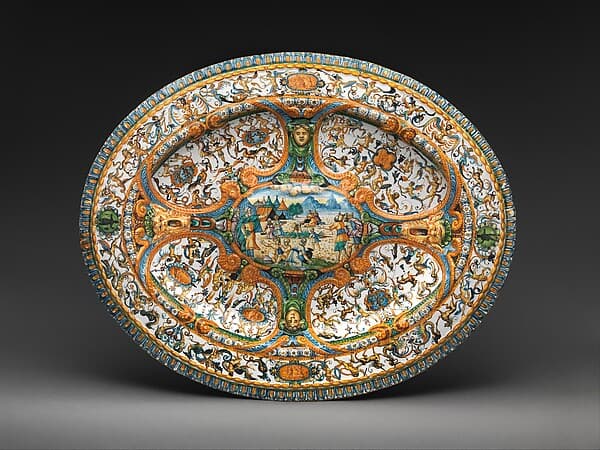 Basin or dish with The Gathering of Manna, by Antoine Conrade