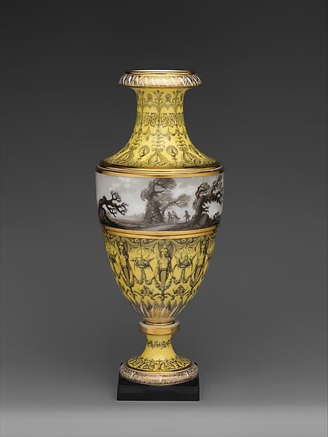 Vase with scenes of storm on land, by Dihl et Guérhard
