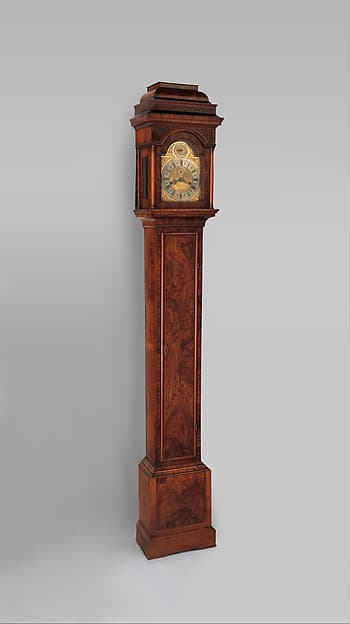 Miniature longcase clock with calendar, by Daniel Quare