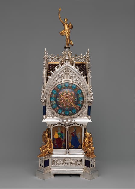 Table clock with calendar, by Lucien Falize