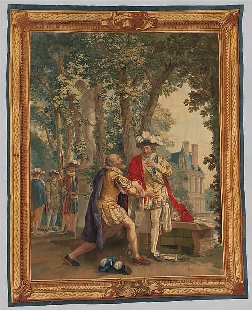 Sully at the Feet of Henri IV from a set of The History of France, by Jean Jacques François Le Barbier