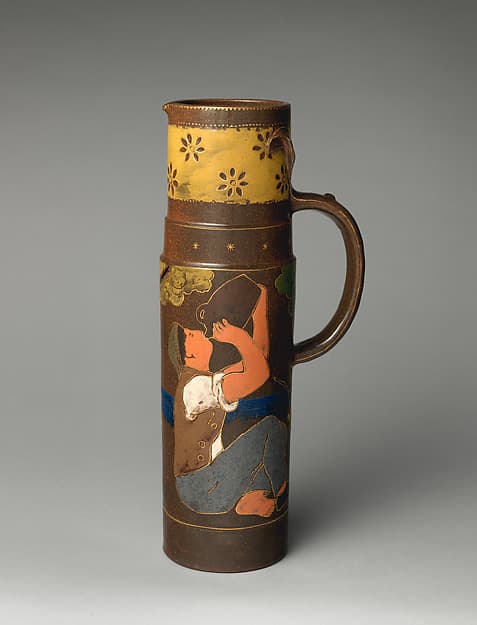 Tankard with man drinking from jug, by Haviland & Co.