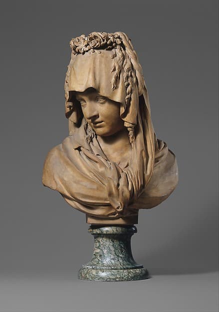 Bust of a Girl Veiled and Crowned with Flowers, by Pierre Julien