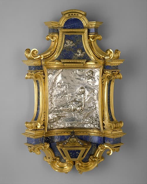 Holy-water stoup with relief of Mary of Egypt, by Giovanni Giardini