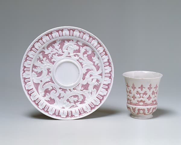 Beaker and saucer, by Capodimonte Porcelain Manufactory