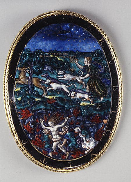 Diana Hunting and Proserpina in the Underworld, by Master I. D. C.