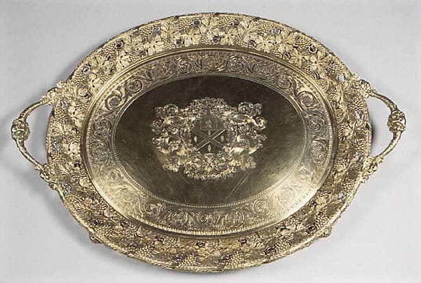 Tray with arms of William Burrell (1791–1847), by Digby Scott