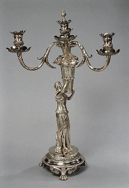 Pair of three-light candelabra, by William Pitts