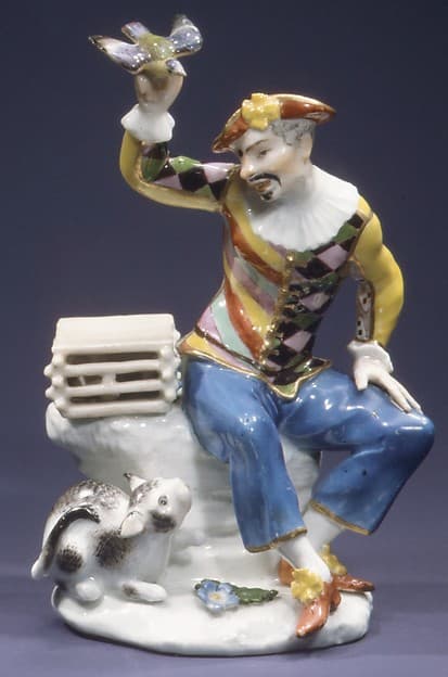 Harlequin with Bird and Cat, by Johann Friedrich Eberlein