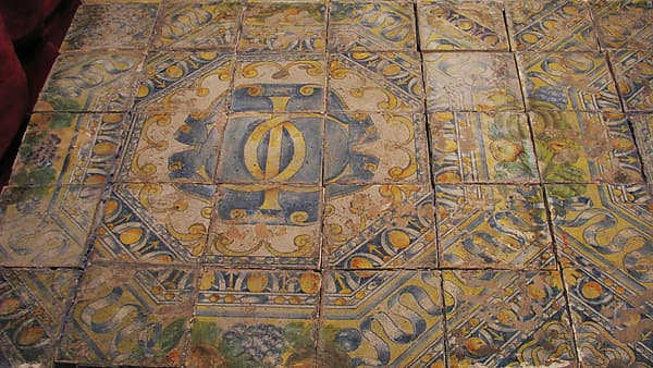 Tiles with the devices of Claude d'Urfé, by Masséot Abaquesne