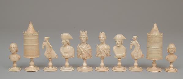 Frenchmen and African chessmen (32) and box