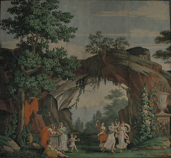 Young Girls Dancing before a Grotto, by House of Dufour