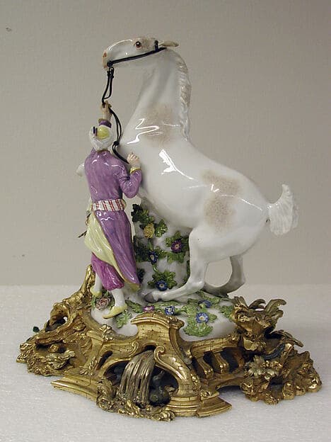 Horse with groom (one of a pair), by Meissen Manufactory