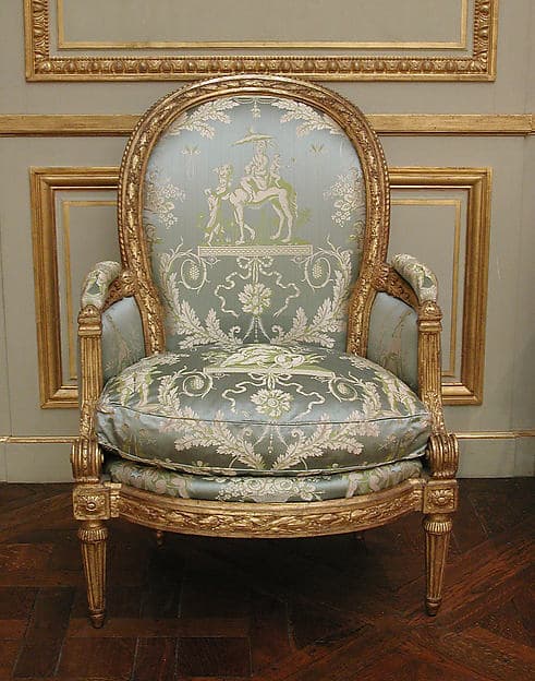 Armchair (Bergère) (one of a pair) (part of a set), by Louis Delanois