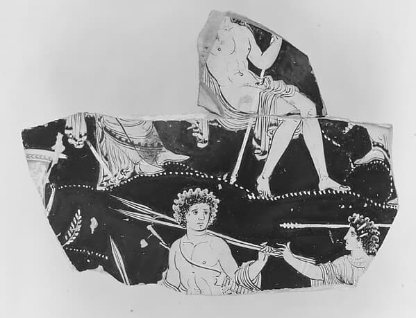 Fragment of a terracotta volute-krater (bowl for mixing wine and water), by Painter of the Dublin Situlae