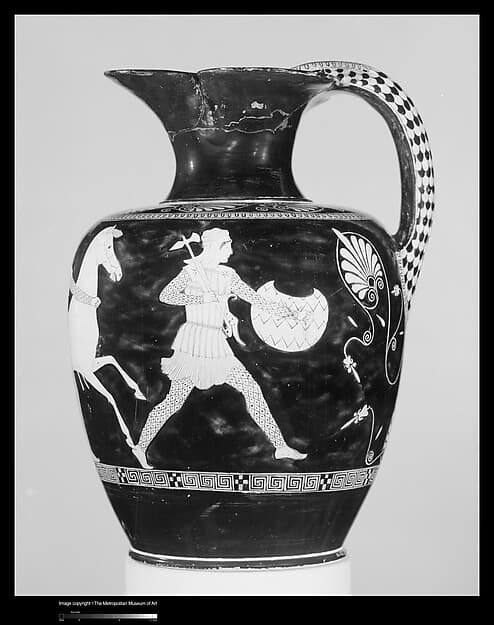 Terracotta oinochoe (jug), by Mannheim Painter