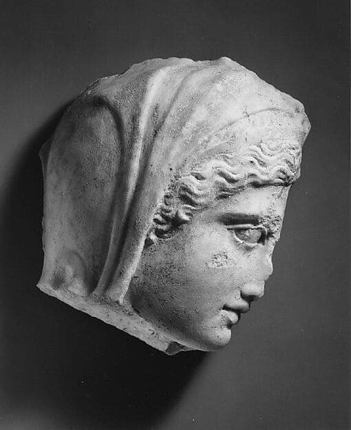 Marble relief fragment with the head of Medea