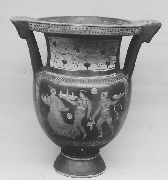 Terracotta column-krater (mixing bowl), by Painter of the Bari Orestes