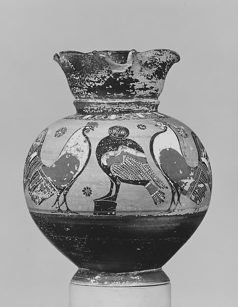 Terracotta oinochoe (wine jug), by Lotus-Cross Painter