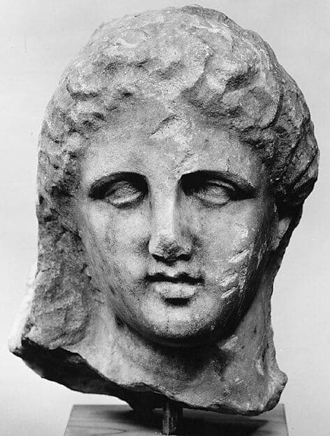 Marble head of a woman from a grave marker