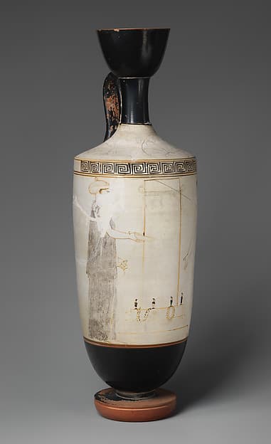 Terracotta lekythos (oil flask), by Bosanquet Painter
