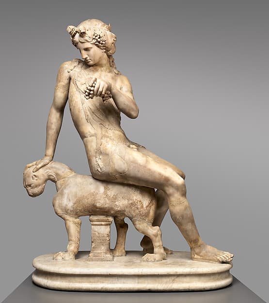 Marble statue of Dionysos seated on a panther, by François Duquesnoy