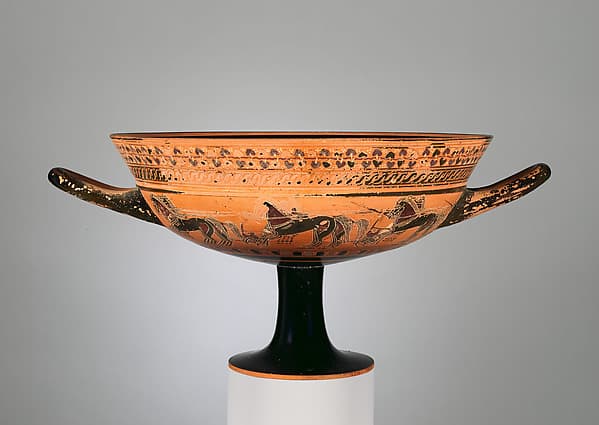 Terracotta kylix: hybrid Siana lip-cup (drinking cup), by C Painter
