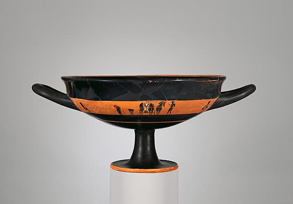 Terracotta kylix: band-cup (drinking cup), by Hischylos