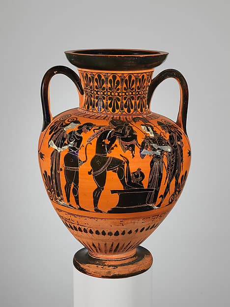 Terracotta neck-amphora (jar), by Antimenes Painter