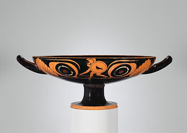 Terracotta kylix: eye-cup (drinking cup), by Pheidippos
