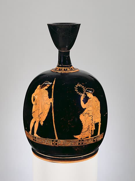 Terracotta squat lekythos (oil flask), by Washing Painter