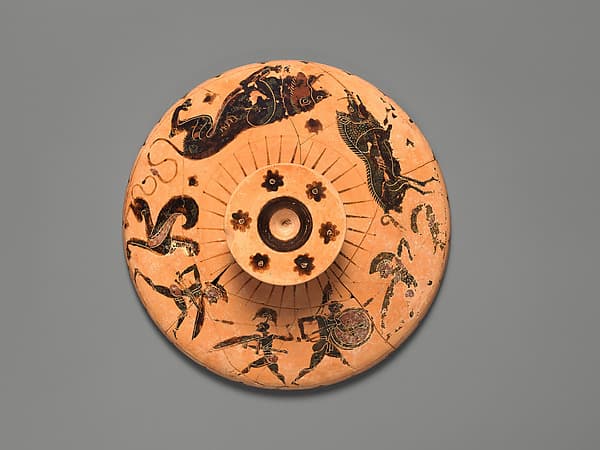 Terracotta lid of a lekanis (lidded bowl)