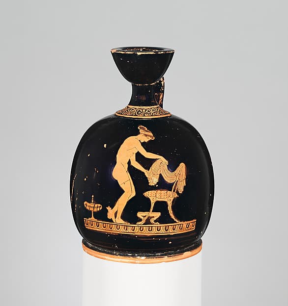Terracotta squat lekythos (oil flask), by Washing Painter