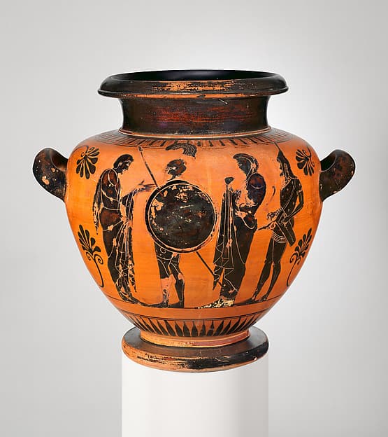 Terracotta stamnos (storage jar), by Antimenes Painter