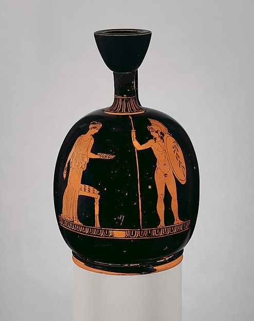 Terracotta squat lekythos (oil flask), by Washing Painter
