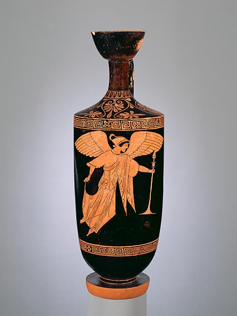Terracotta lekythos (oil flask), by Dutuit Painter