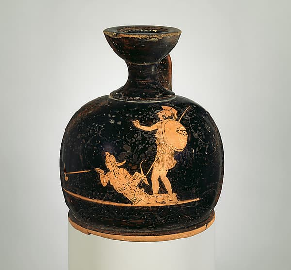 Terracotta squat lekythos (oil flask), by Painter of Munich 2363