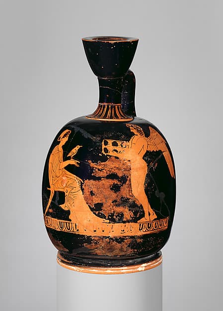 Terracotta squat lekythos (oil flask), by Washing Painter