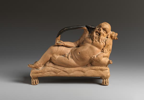 Terracotta askos in the shape of Silenus