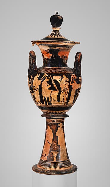 Terracotta lebes gamikos (round-bottomed bowl with handles and stand used in weddings), by Washing Painter