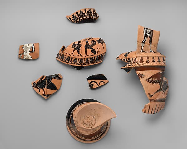 Terracotta fragmentary neck-amphora, by Nikosthenes