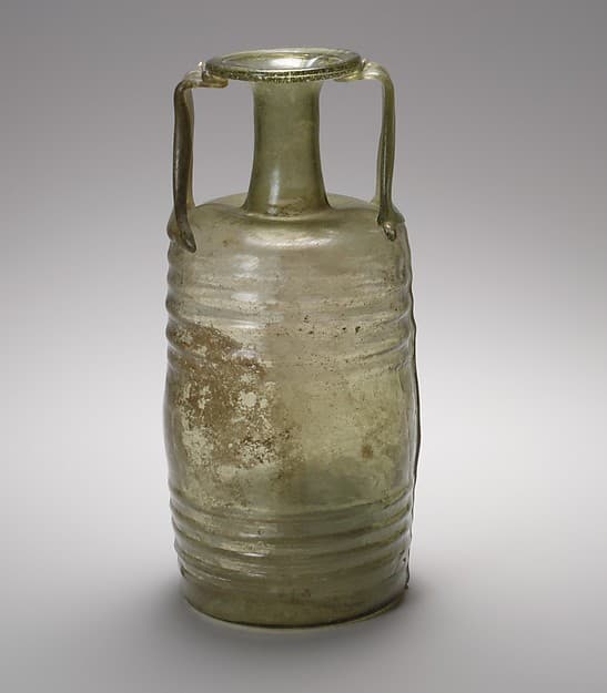 Cylindrical glass bottle, by Frontinus