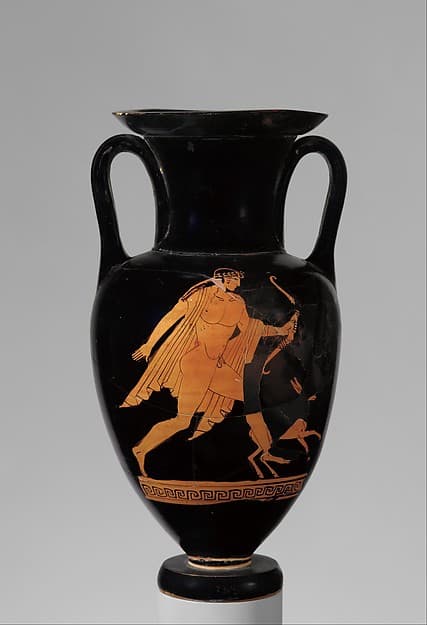 Terracotta Nolan neck-amphora (jar), by Bowdoin Painter
