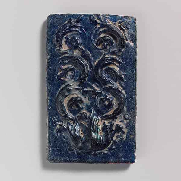 Glass plaque with foliage