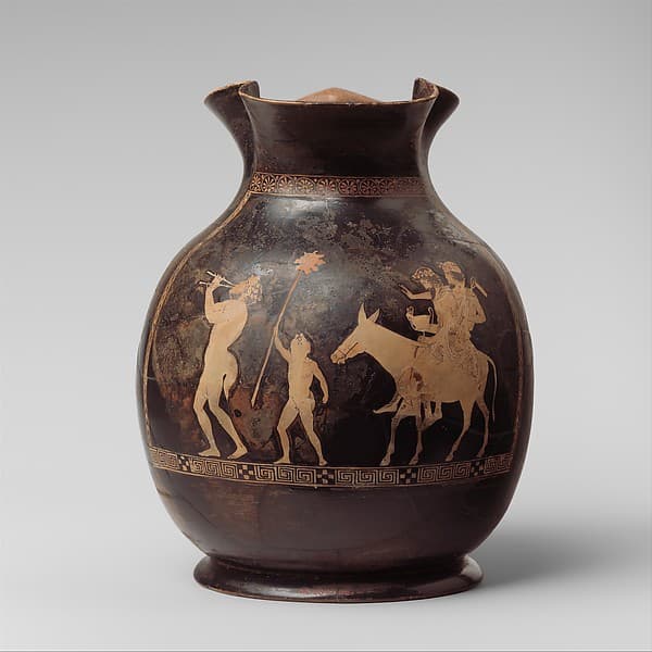 Terracotta oinochoe: chous (jug), by Eretria Painter