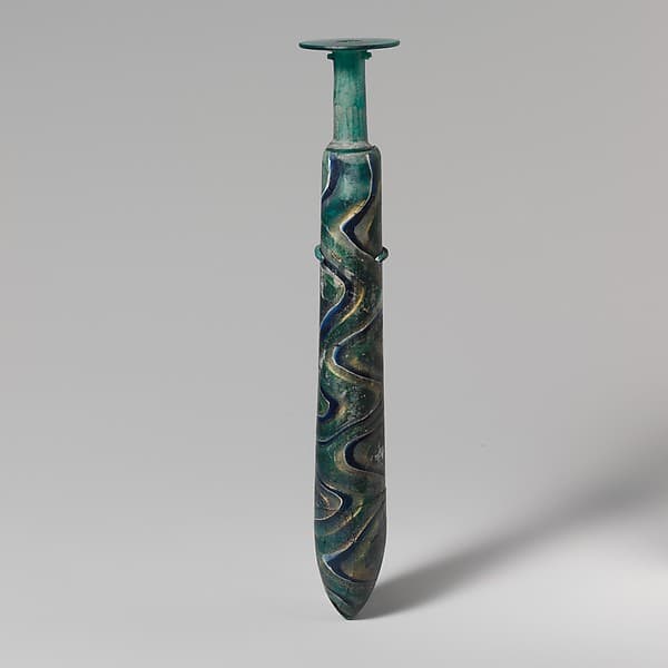 Glass gold-band mosaic alabastron (perfume bottle)