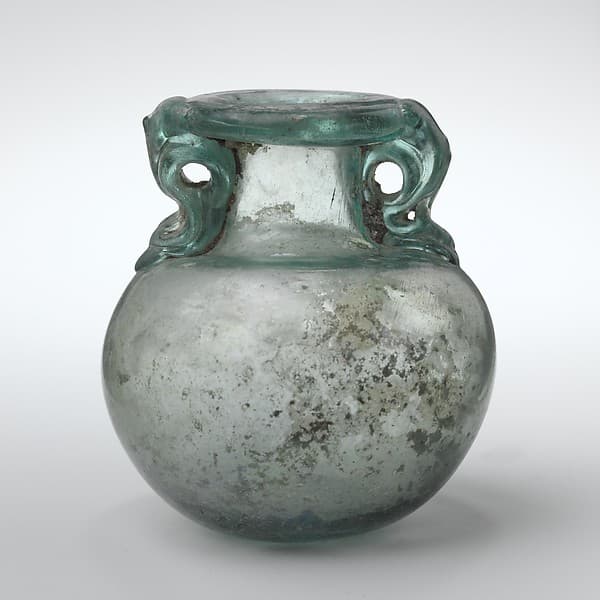 Glass aryballos (oil bottle)