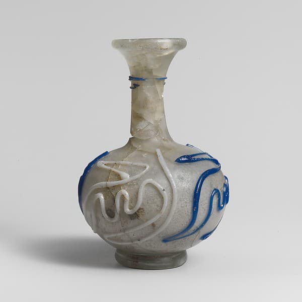 Glass bottle with snake-thread decoration