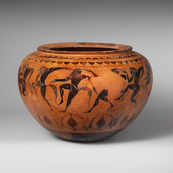 Terracotta dinos (deep round-bottomed bowl), by Group of the Campana Dinoi, Ribbon Painter