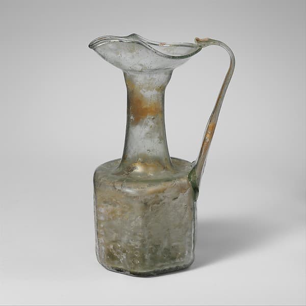 Glass hexagonal jug with Jewish symbols